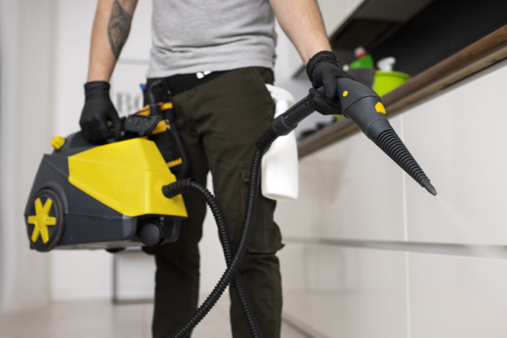 man doing professional home cleaning service